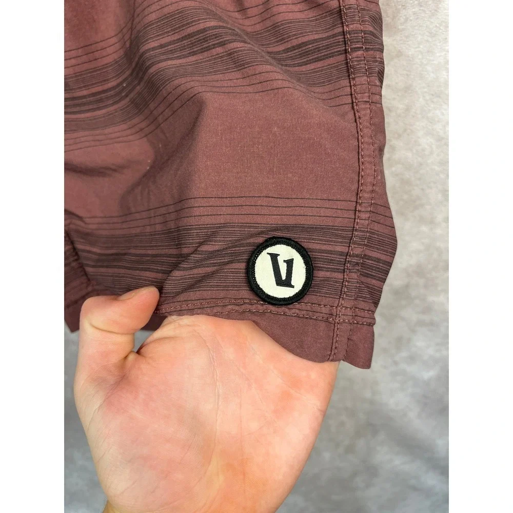 Vuori Mens Small Running Shorts Lined Athletic Brown Striped‎ Lightweight - Picture 2 of 8